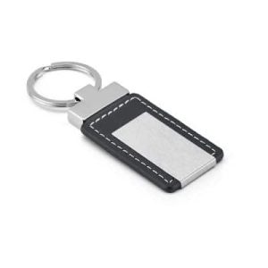 Chaveiro em Metal e Couro Formato Retangular CHR267