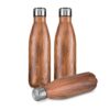 Garrafa 750ml em inox com tampa rosqueável e pintura com simulação de madeira G161