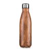 Garrafa 750ml em inox com tampa rosqueável e pintura com simulação de madeira G161