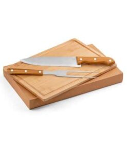 Kit Churrasco em Inox e Bambu de 2 peças com Tábua K186