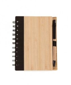 Caderno Ecológico com Capa de Bambu e Caneta CD221