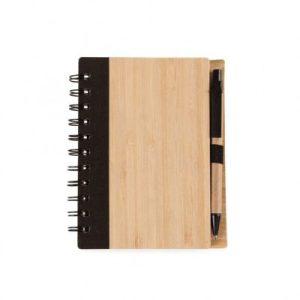 Caderno Ecológico com Capa de Bambu e Caneta CD221