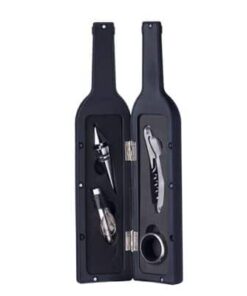 Conjunto para Vinho Estojo Emborrachado em Formato de Garrafa K228