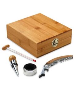Kit de Vinho para Clientes Especiais em Bambu e Zinco K327