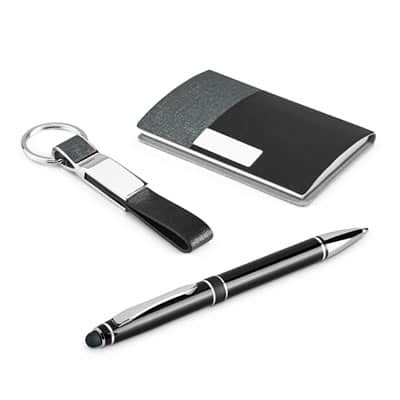Kit Executivo Porta Cartão, Caneta e Chaveiro K116 - Memory Brindes