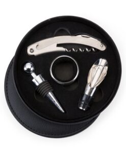 Kit para Vinho com Estojo em Couro K118