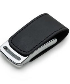 Pendrive Chaveiro executivo em Inox e Couro Steel Leather de 4Gb, 8Gb e 16Gb