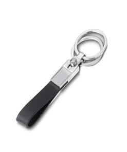 Chaveiro Metálico com duas argolas e alça em couro sintético CHR226