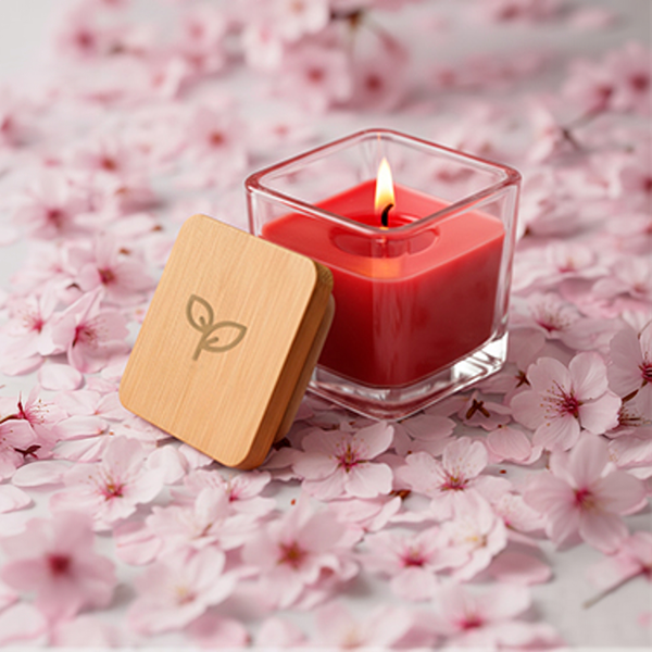 Vela Aromática Personalizada 50g em Copo de Vidro com Tampa de Bambu - Imagem 2